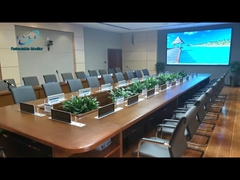 गूज़नेक माइक्रोफोन के साथ मोटर चालित वापस लेने योग्य मॉनिटर